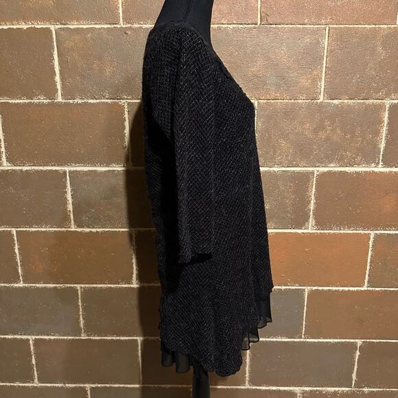 Creation Black Knit Crochet Lace Layer Look Tunic Top Women's S Small - Picture 4 of 8